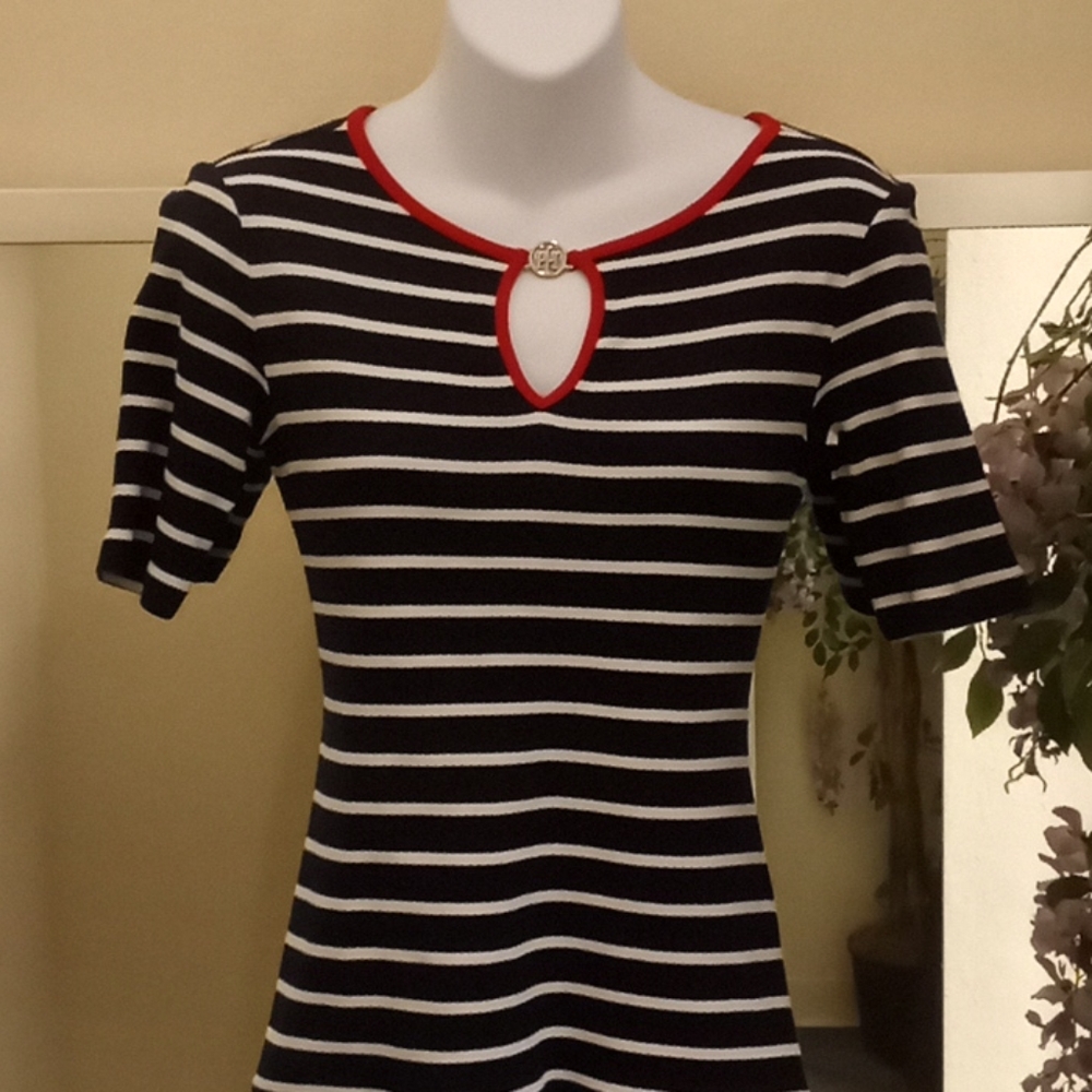 Tommy Hilfiger Striped Top with Keyhole neck